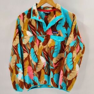 Patagonia Synchilla T Snap Multicolor Fleece Medium Feather Print